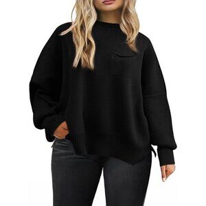 Plus Size Oversized Knit Sweater Women High Neck Long Sleeve Chunky Top